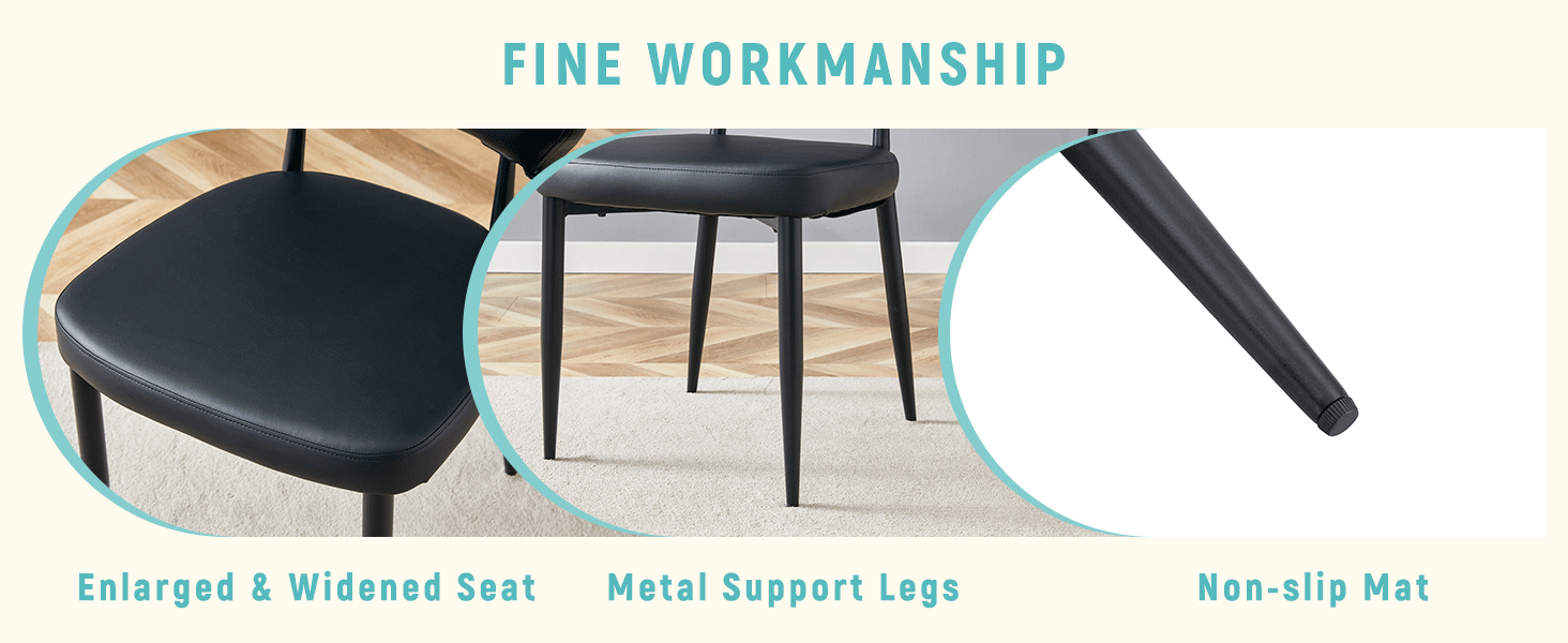 Black & White Minimalist Ergonomic Dining Chairs - Set of 4 with Curved Backrest for Comfort - Modern Home & Office Seating Solution - Perfect for Dining Rooms, Kitchens, and Small Spaces