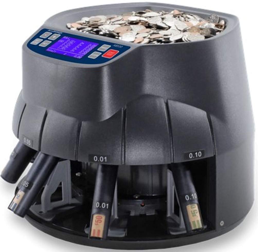 AccuBANKER AB510 Professional Coin Counter Machine - High Speed 350 Coins/Min, Digital Display & Printer Compatible, Commercial Grade Coin Sorter & Wrapper for USD (Perfect for Banks, Retail Stores & Cash-Intensive Businesses)