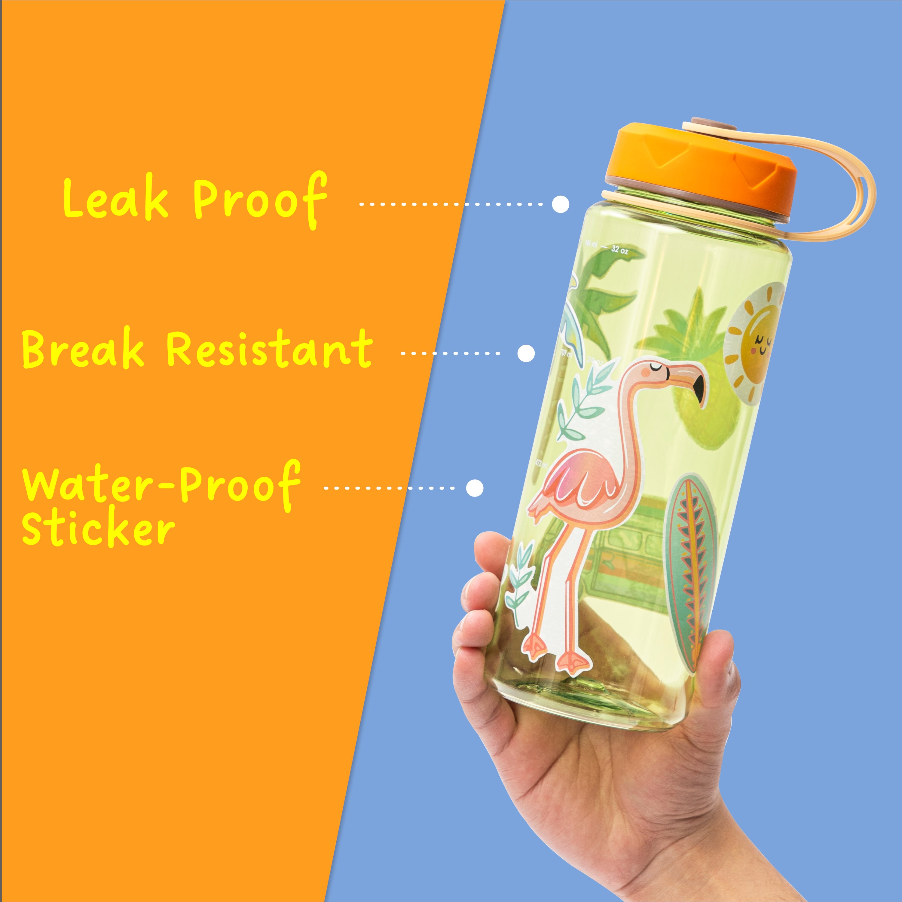 36oz HydroPop Water Bottle with Strap & Measurement Markings - Leakproof, BPA-Free, Insulated Stainless Steel Water Bottle for Gym, Hiking & Outdoor Activities (Green)