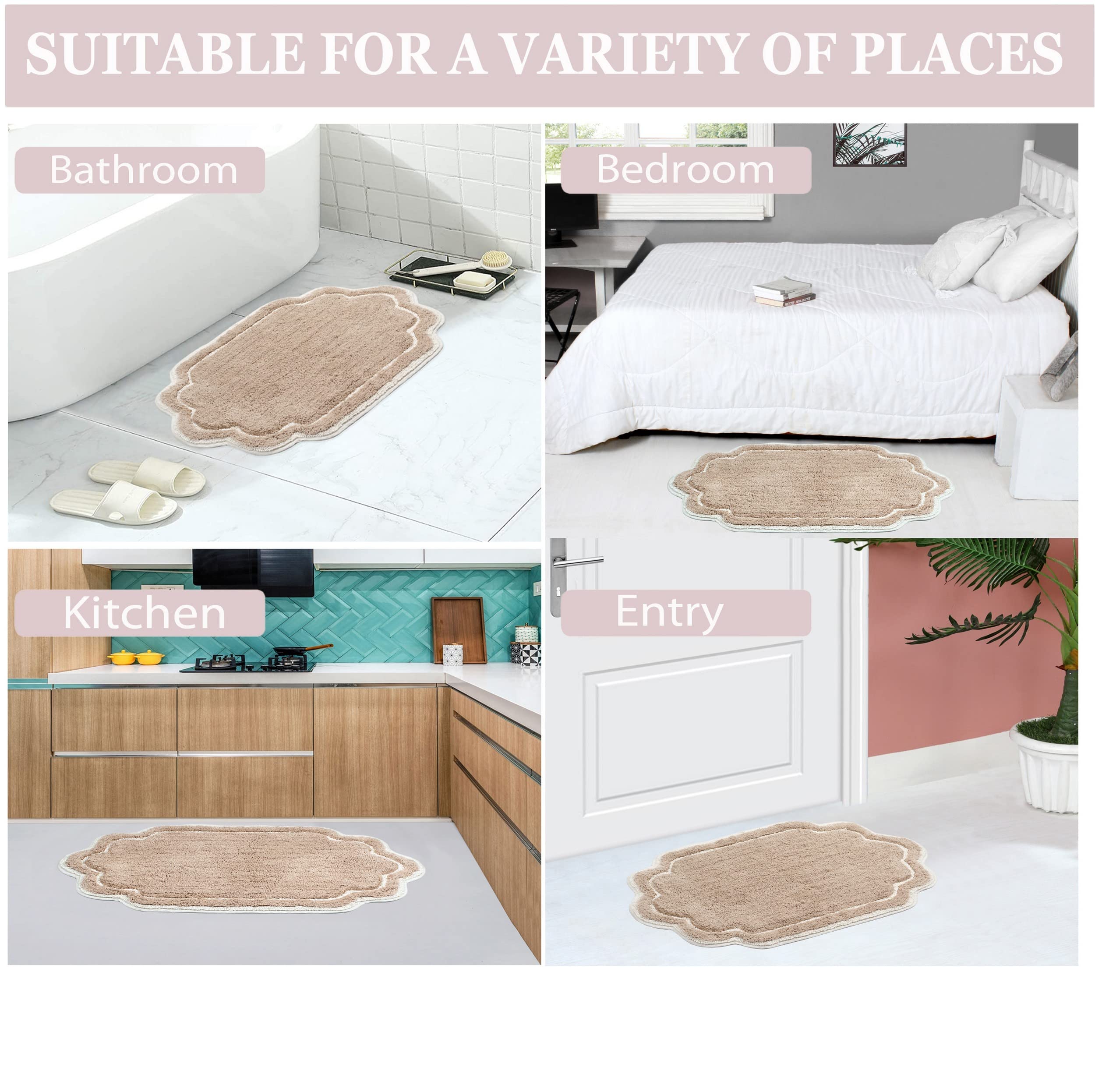 Home Weavers Allure Collection 100% Cotton Tufted Bathroom Rug - Soft, Absorbent & Non-Slip Bath Mat for Bathroom Floor - Machine Washable Runner (21