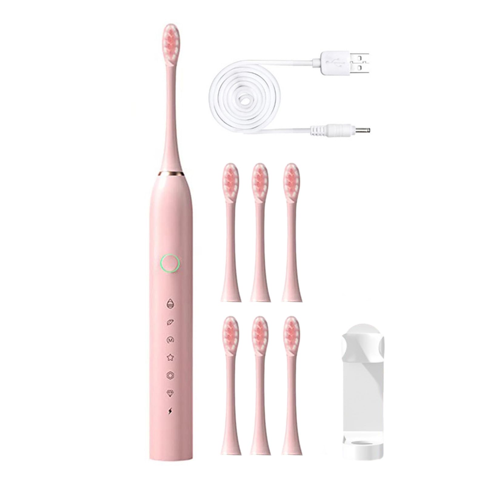 Premium Electric Toothbrush for Adults - 6 Smart Cleaning Modes, 42,000 VPM, IPX7 Waterproof with 6 Replaceable Brush Heads - Perfect for Travel & Daily Oral Care (Pink) - Fast Same Day Delivery