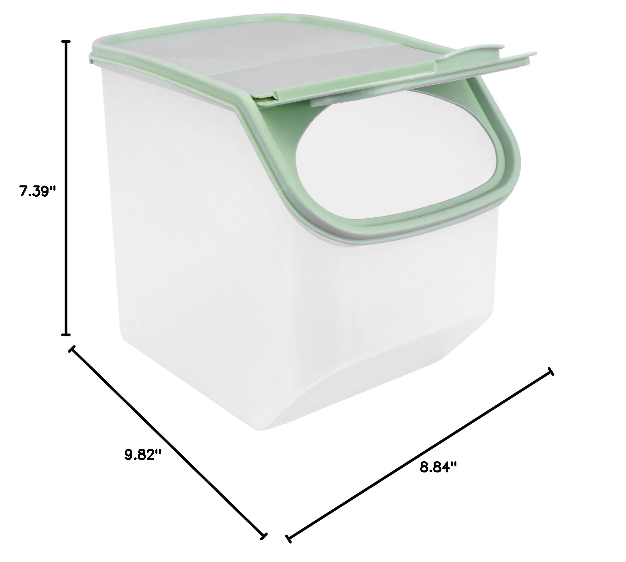 Large Airtight Rice Storage Bin & Cereal Container - 10L Food Storage Dispenser for Flour, Sugar, Baking Supplies - BPA-Free Kitchen Pantry Organizer (Green) | Perfect for Meal Prep & Bulk Food Storage