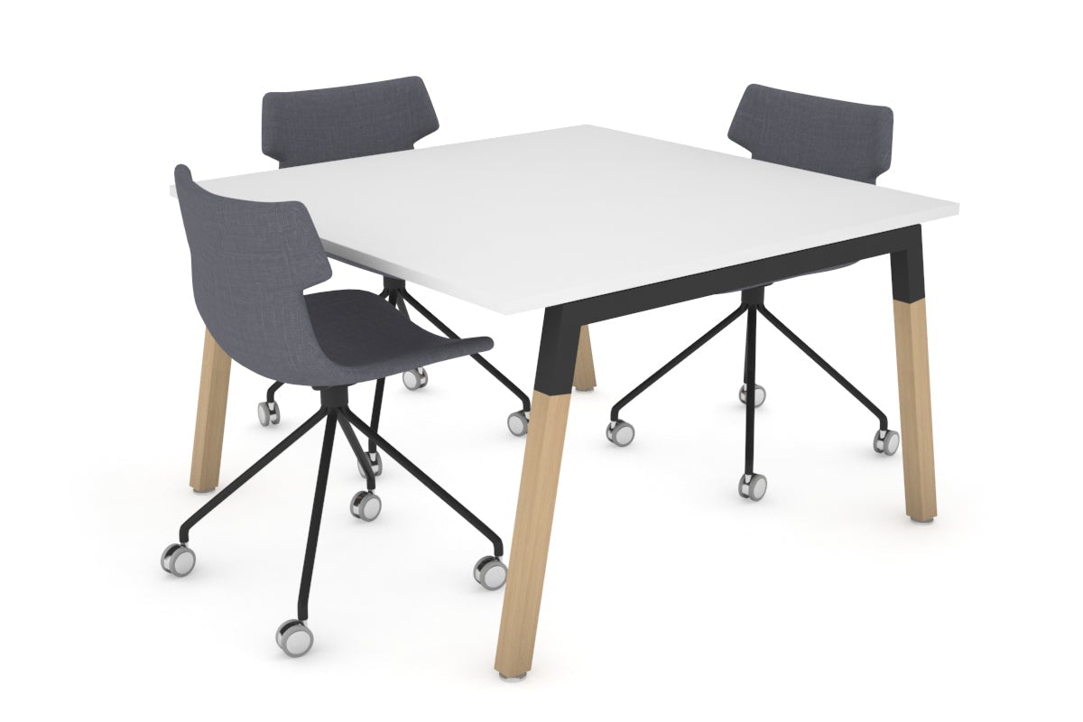 Modern Boardroom Table with Quadro A Legs & Wood Cross Beam - 1200L x 1200W - Perfect for Executive Offices, Conference Rooms & Corporate Meetings