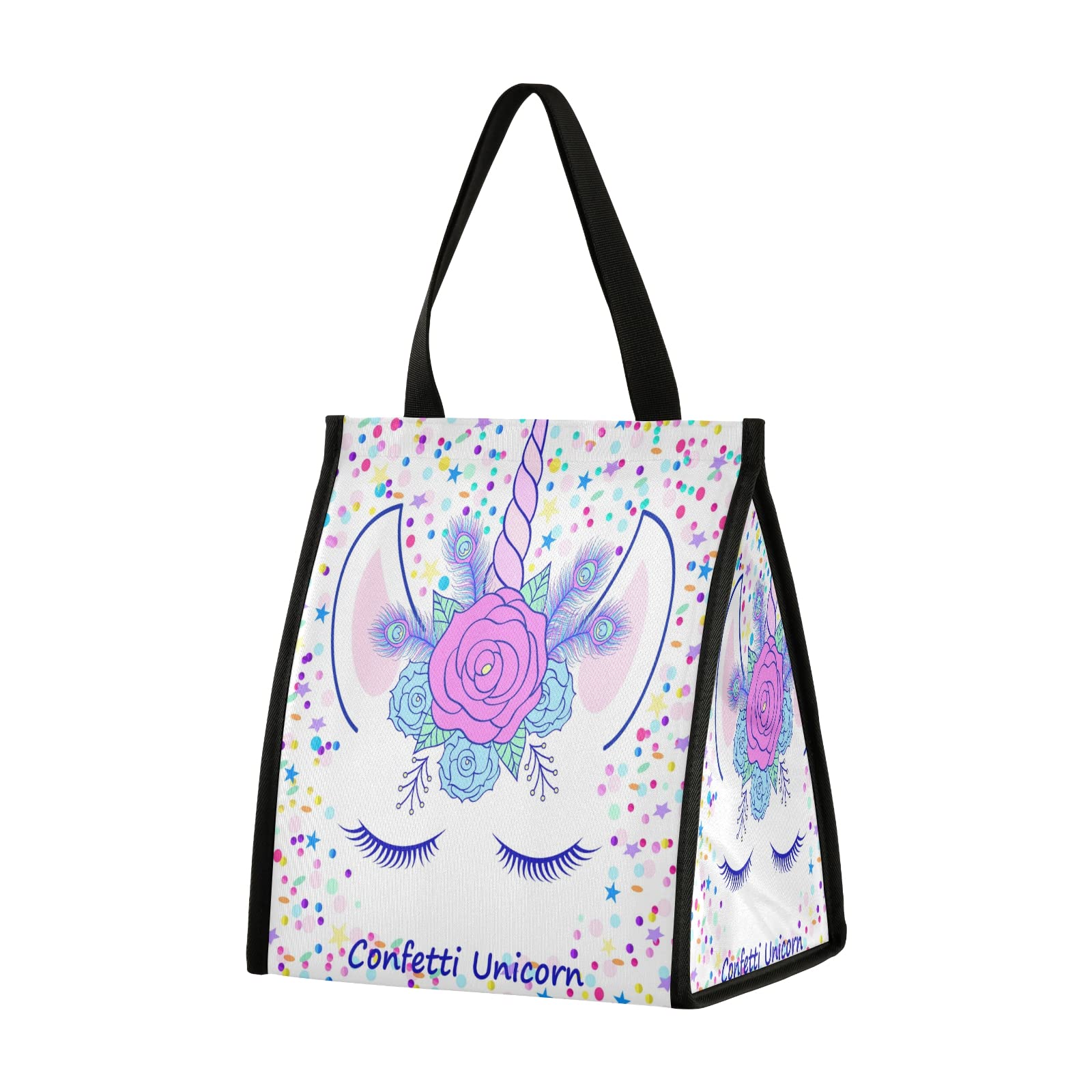 Xigua Confetti Unicorn Insulated Lunch Bag - Reusable Cooler Tote for Women & Men, Perfect for Work, School, Travel & Picnics | Keep Food Fresh for Hours | Cute Unicorn Design Lunch Box for Adults & Kids