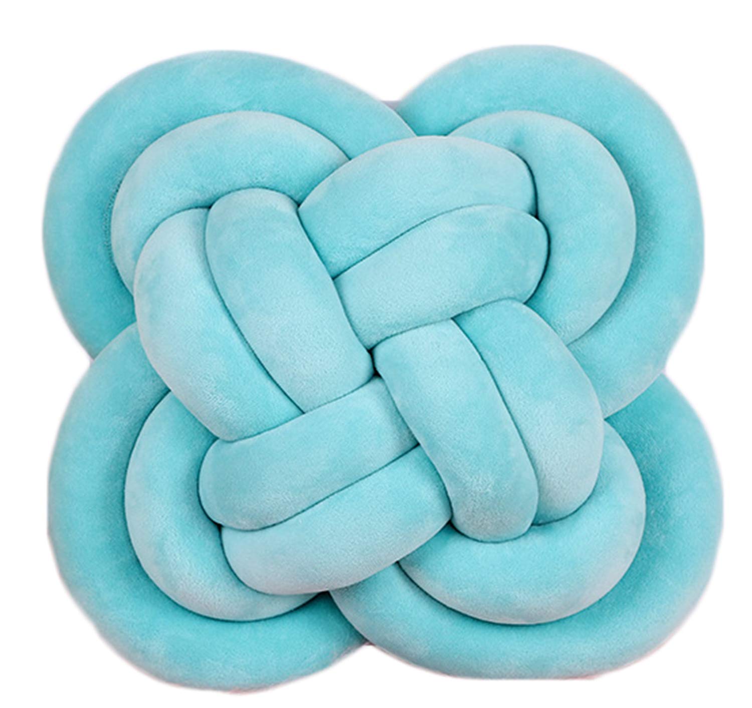 Handmade Soft Knotted Decorative Throw Pillows - Blue Square Plush Floor Cushion for Couch, Bed & Living Room | Aesthetic Knot Pillow Ball (11.8'') - Perfect for Christmas Decor, Cozy Home & Lounge Relaxation