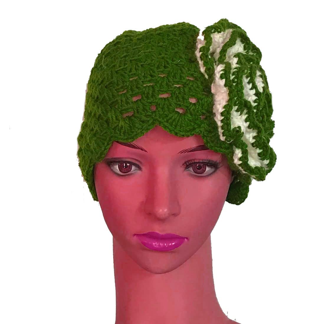 Handmade Knit Crochet Hat & Gloves Set with Big Flower - Winter Warm Beanie & Gloves for Women - Perfect for Outdoor Activities, Snow Sports, and Cold Weather Fashion