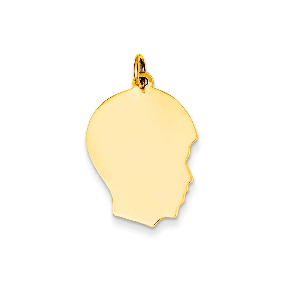 14K Yellow Gold Engravable Boy Head Charm - 27mm Medium .011 Gauge Right-Facing Pendant for Necklace (Ideal for Baby Gifts, Christening Jewelry & Personalized Keepsakes) - Roy Rose Jewelry