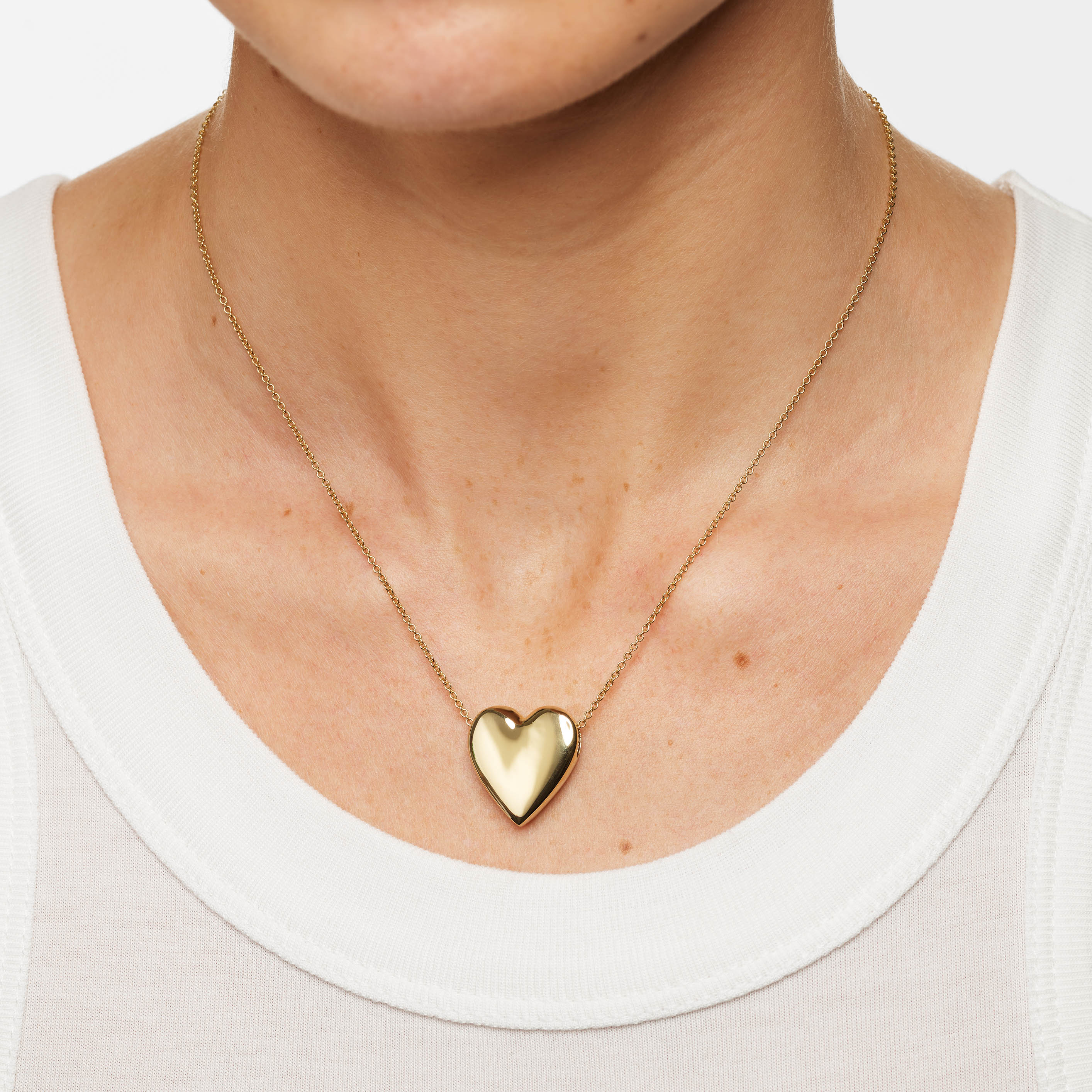 Gold Puff Heart Necklace - Elegant & Dainty Jewelry for Women, Perfect for Valentine's Day Gifts, Anniversary Presents & Everyday Wear