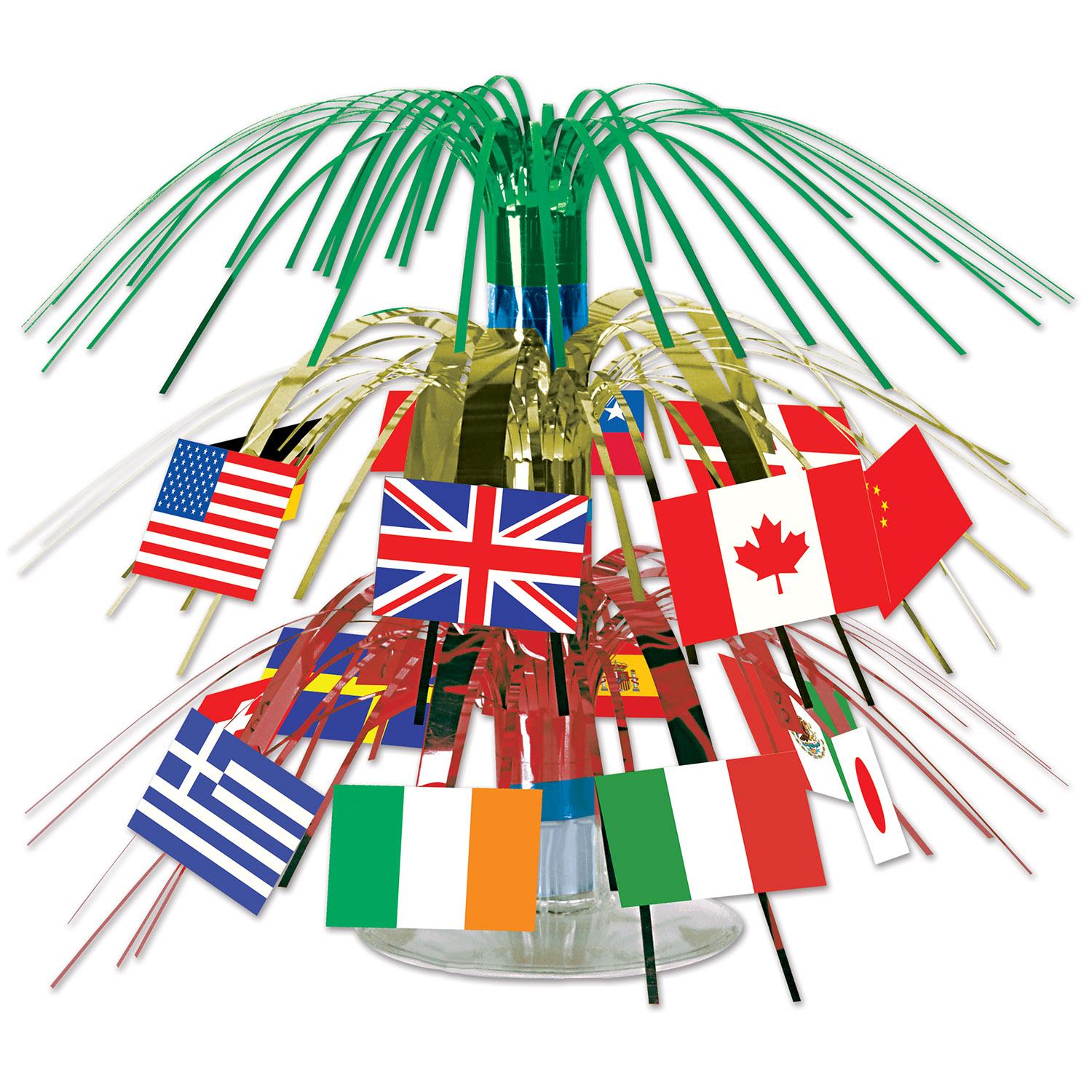 12 Pack Beistle International Flag Mini Cascade Party Centerpiece - Perfect for 4th of July, Memorial Day & Patriotic Decorations