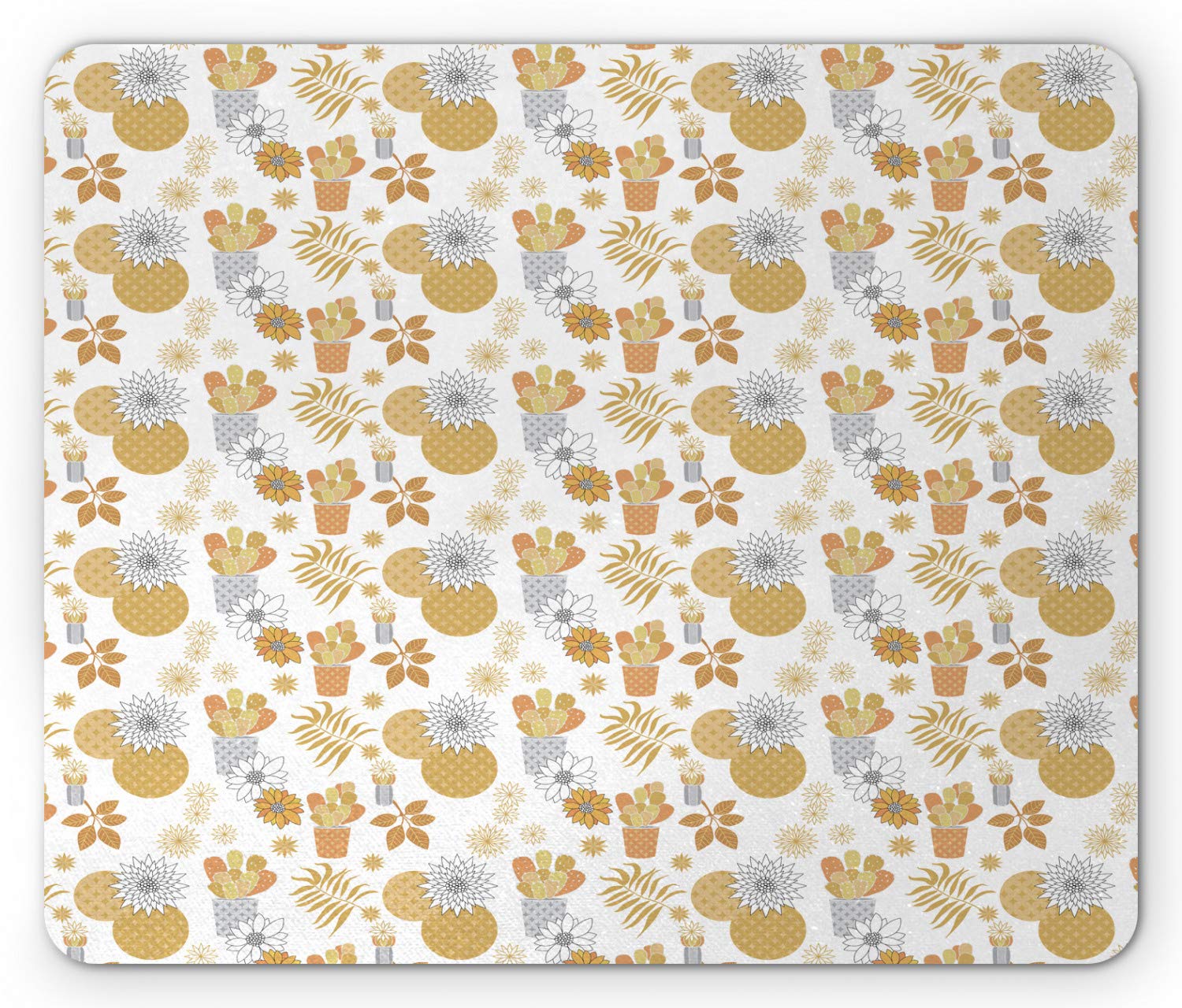 Ambesonne Non-Slip Rubber Mouse Pad with Cactus & Succulent Garden Design - Standard Size Rectangle Mousepad in Pale Coffee Grey for Office, Gaming & Computer Workstations