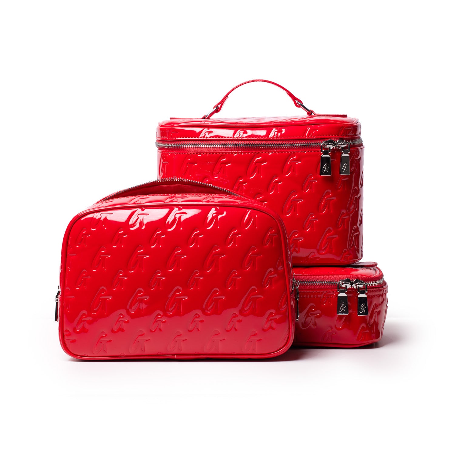 Large Monogram Toiletry Bag with Mirror - Red | Travel Cosmetic Organizer for Women & Men | Perfect for Gym, Vacation & Weekend Getaways