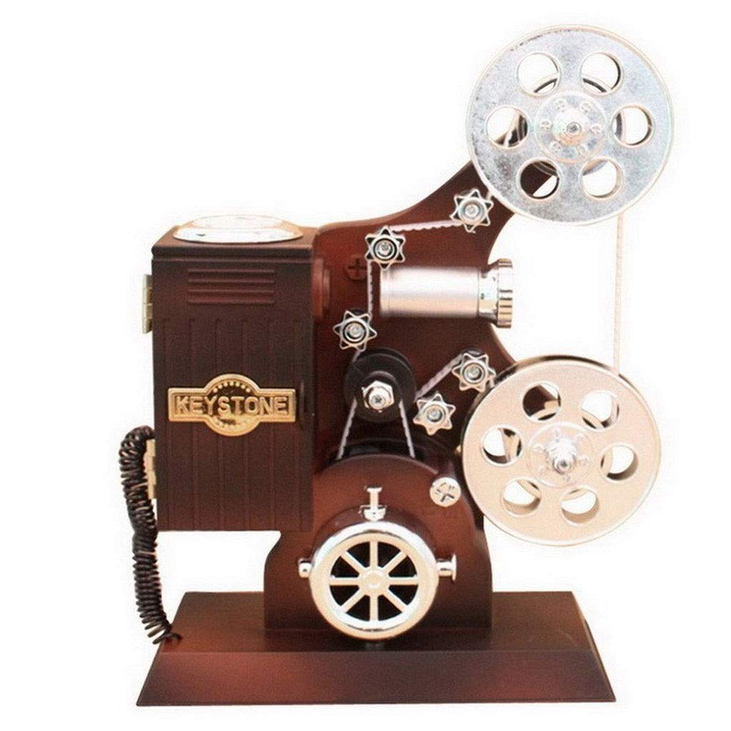 Vintage Hand Crank Mechanical Music Box with Grand Film Projector Movement - Perfect for Home Décor, Gift Giving & Relaxation