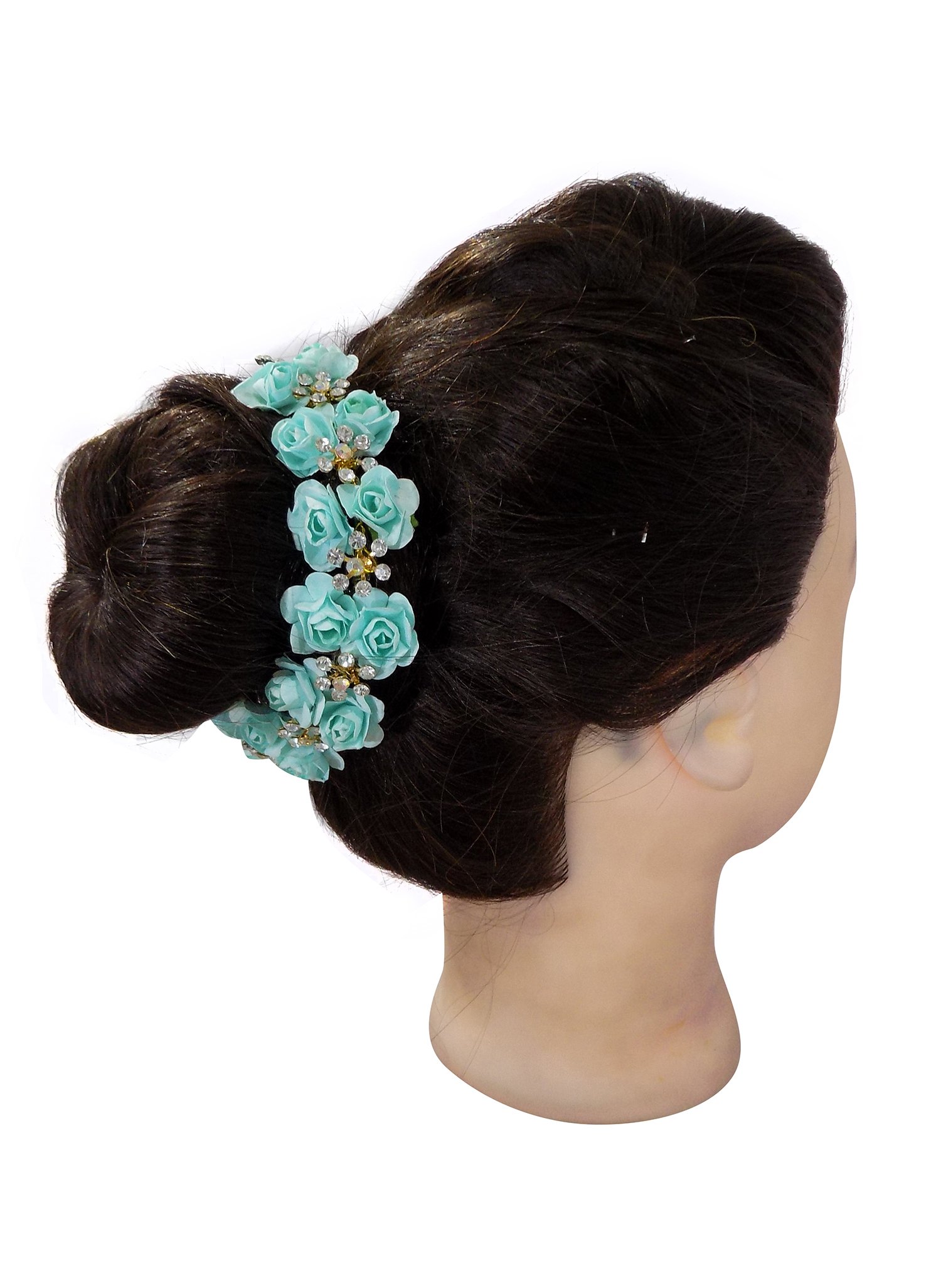 Kabello Bridal Wedding Flower Hair Gajra for Girls - Sky Blue Hair Accessories (20g, Pack of 1) - Perfect for Weddings, Festivals & Special Occasions
