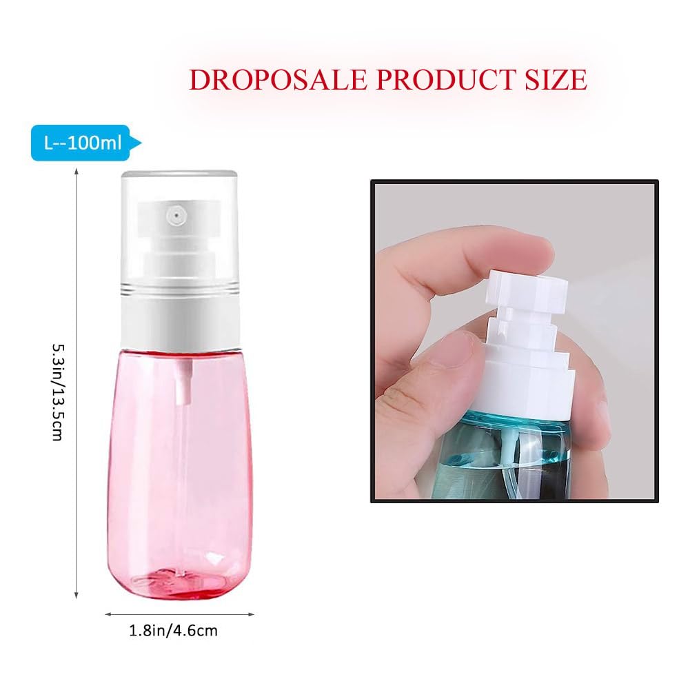 Mincerfit 3-Pack 100ml Clear Refillable Spray Bottles for Hair, Face, Skin Care, Cleaning Solutions, Perfume, Essential Oils & Plants - Perfect for Travel, Home & Salon Use (Blue)
