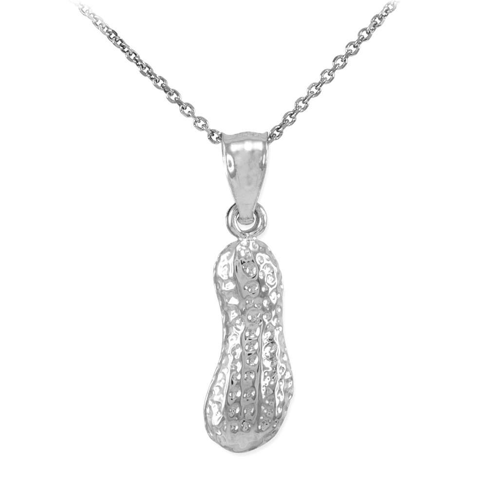 14K White Gold Peanut Charm Pendant Necklace for Women - Elegant Dainty Jewelry Gift for Birthday, Anniversary & Everyday Wear
