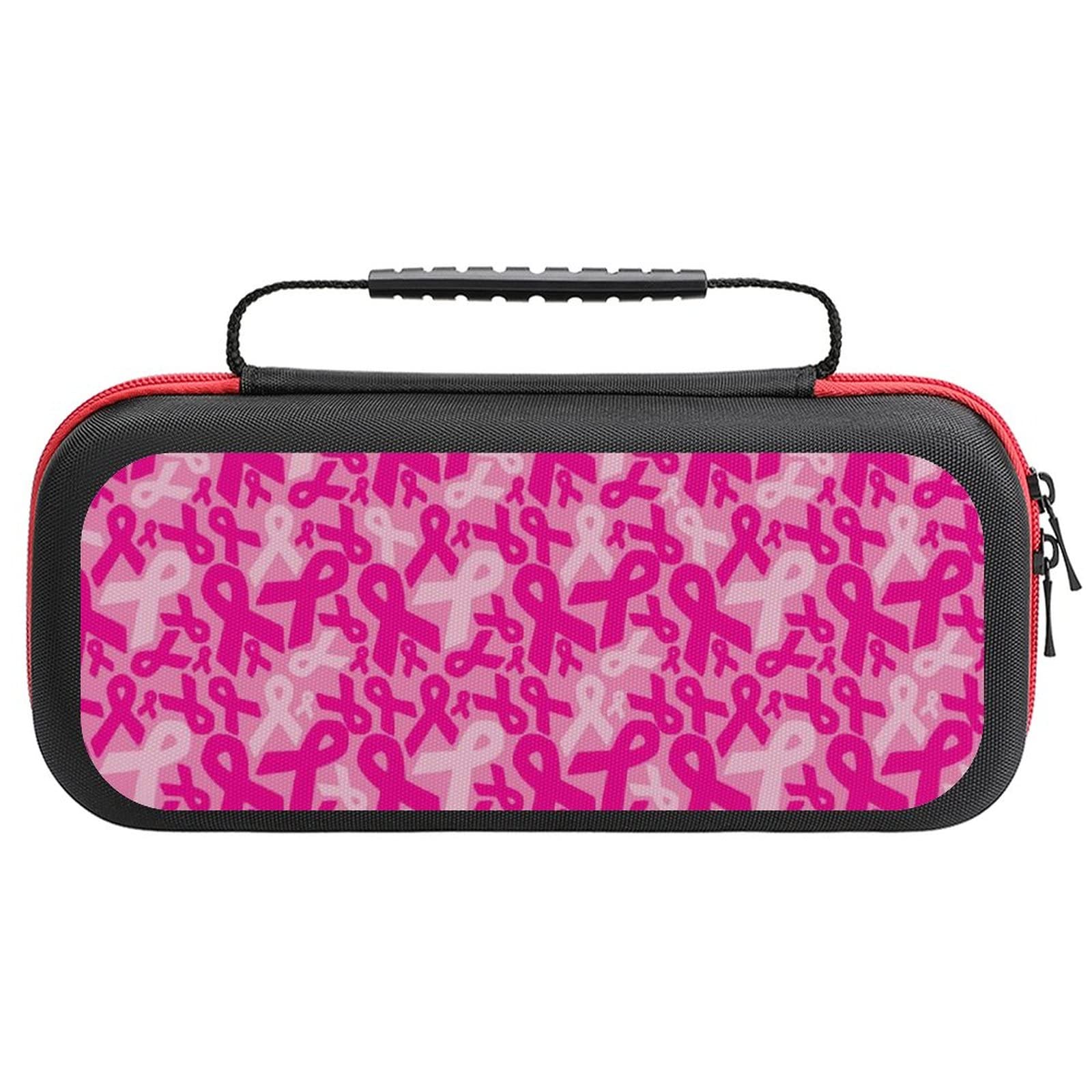 FunnyStar Pink Cancer Ribbon Carrying Case for Nintendo Switch - Protective Shell Storage Handbag - Perfect for Travel, Commuting & Gaming On-The-Go
