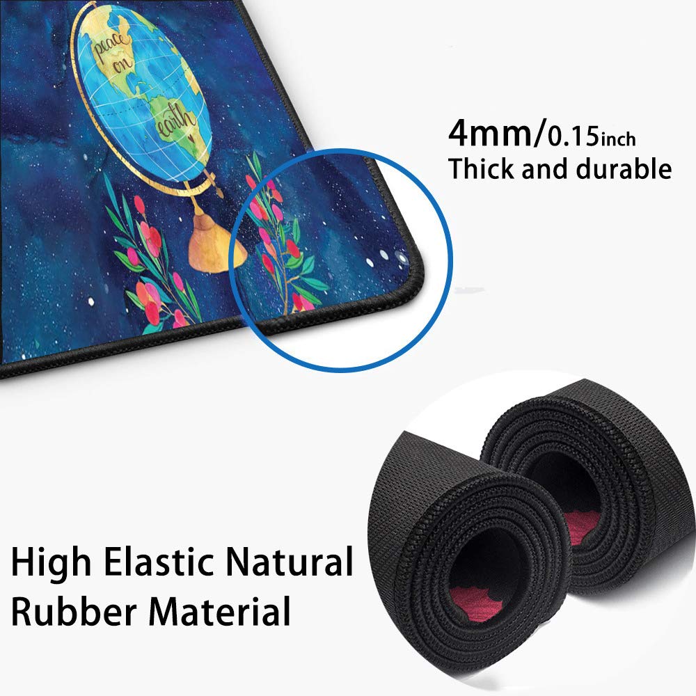 XXL Large Gaming Mouse Pad with Stitched Edges - Premium Marble Design Extended Mouse Mat, Non-Slip Rubber Base, Ergonomic Computer Desk Pad for PC & Laptop (Blue Earth, X-Large) - Perfect for Gaming, Office Work & Home Use