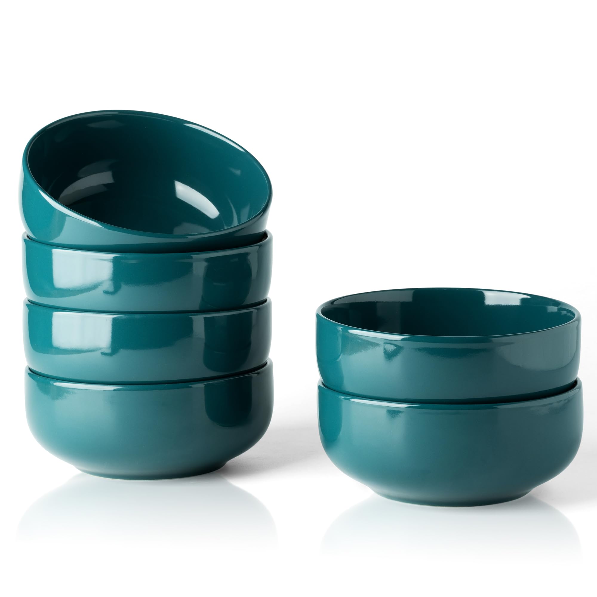 AmorArc 22oz Stoneware Cereal Bowls Set of 6 - Microwave & Dishwasher Safe Ceramic Deep Soup Bowls for Breakfast, Lunch, Dinner - Durable Kitchen Bowls for Everyday Use, Family Meals & Entertaining - Black & Green