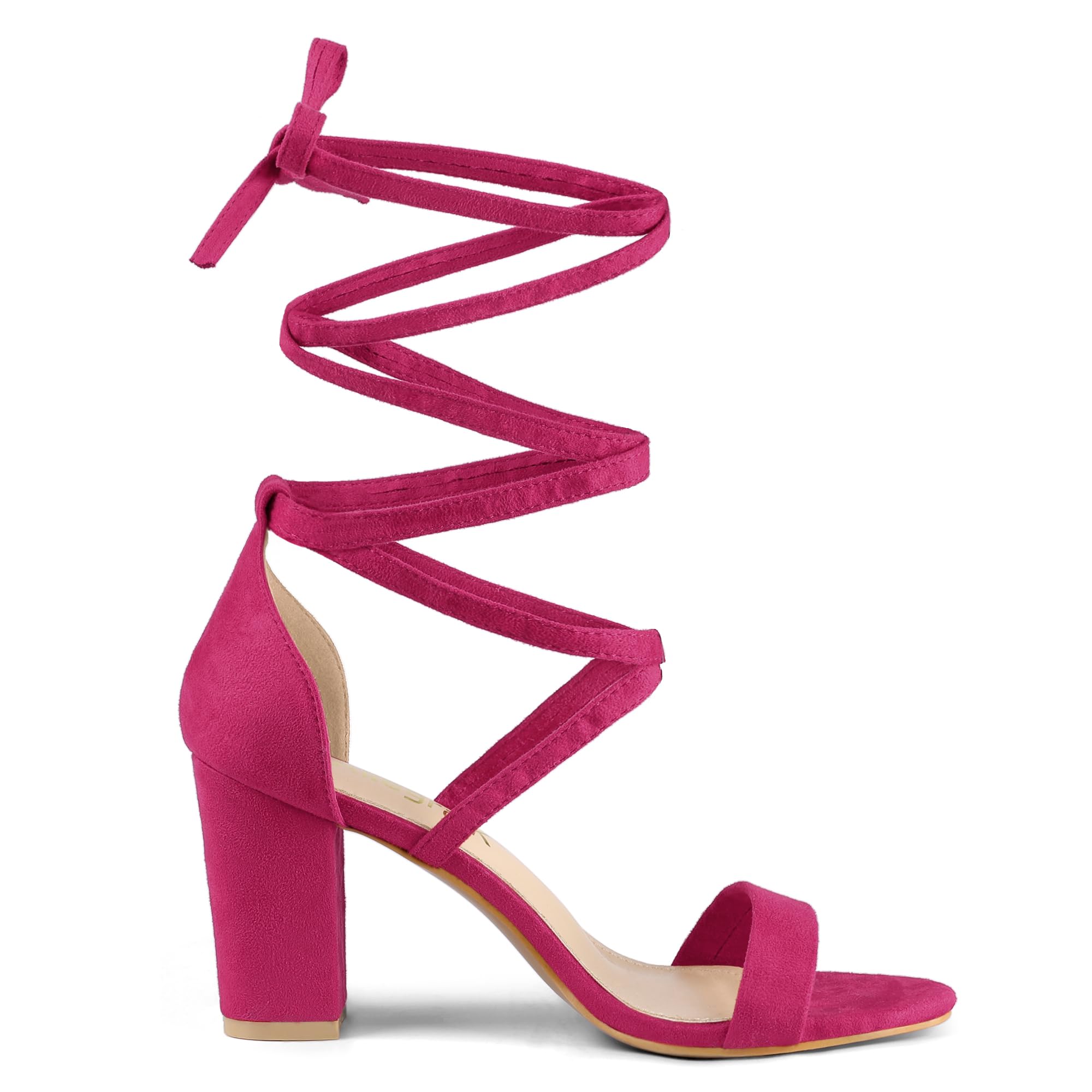 Allegra K Women's Strappy Lace Up Chunky Heel Sandals - Comfortable High Heels for Parties, Weddings & Date Nights
