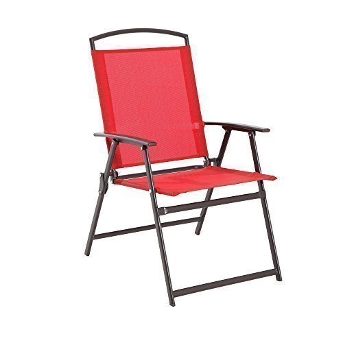 Albany Lane 6-Piece Folding Dining Set - Space Saving Outdoor Patio Furniture with Table & Chairs, Multiple Color Options (Red) - Perfect for Small Balcony, Garden, or Backyard BBQs