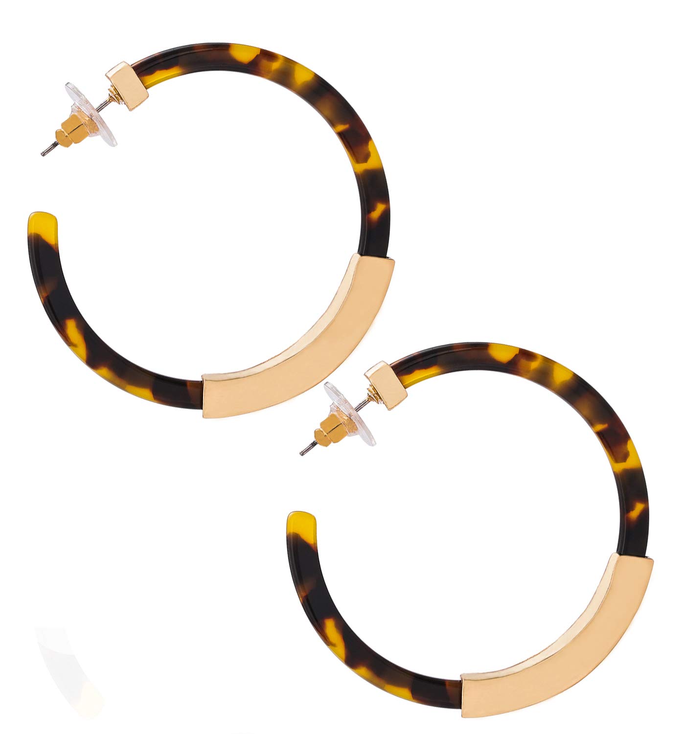 Stylish Geometric Acrylic Hoop Earrings for Women - Bohemian Tortoise Shell Design Fashion Jewelry - Perfect for Casual Wear, Parties & Gift Giving