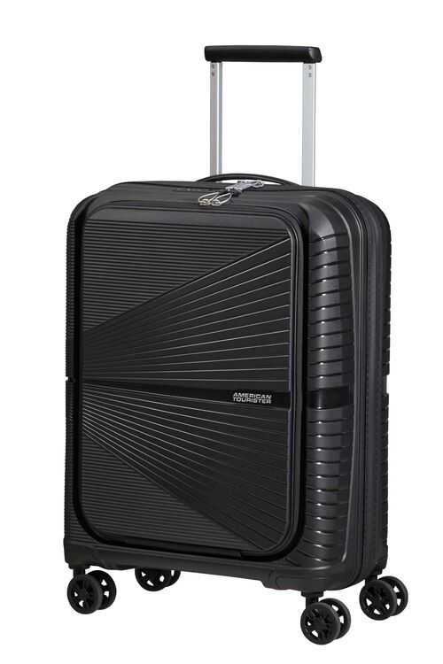 American Tourister Airconic Front Opening 55cm Spinner Luggage - Onyx Black - Perfect for Business Travel & Weekend Getaways