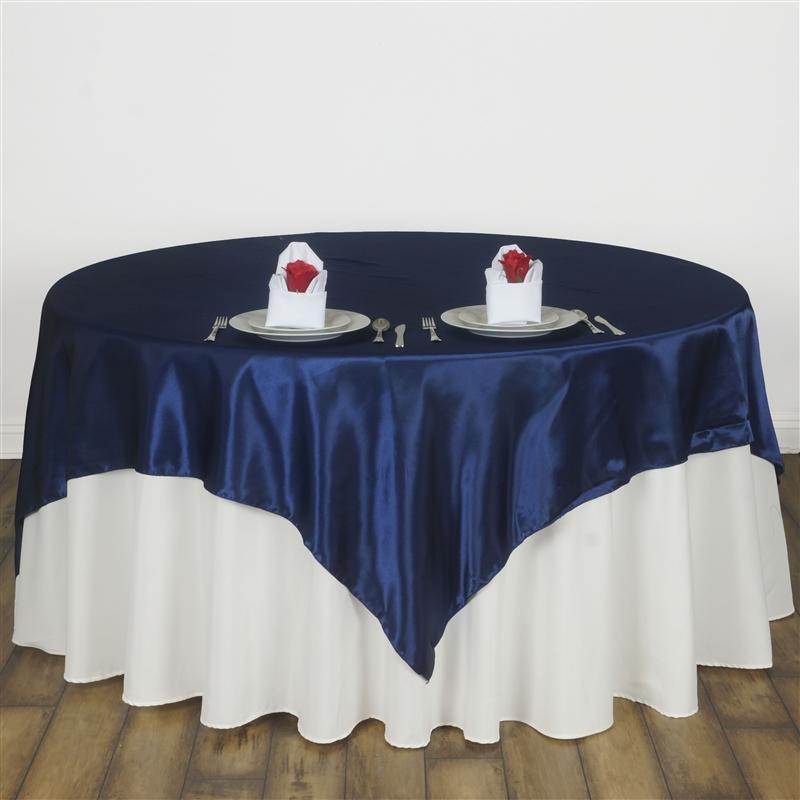 90 x 90 Inch Satin Table Overlay - Premium Square Tablecloth for Weddings, Parties & Events - Elegant Dining Table Cover for Home Decor & Special Occasions