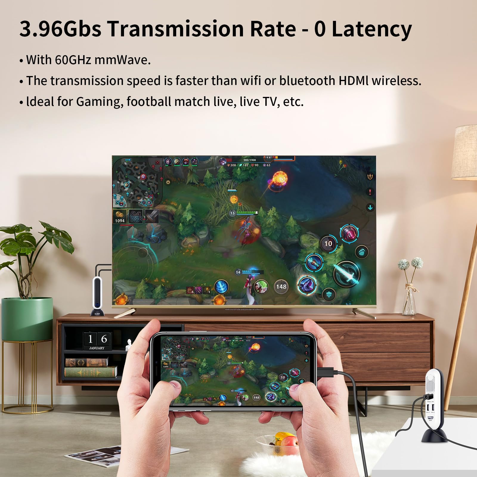 PeakDo 4K Wireless HDMI Extender Kit - 0 Latency HDMI Transmitter & Receiver, 60GHz Wireless Video Transmitter Supports 4K@30Hz/1080P@120Hz, 100ft Range, Plug & Play - Perfect for Home Theater, Gaming & Conference Room Setups