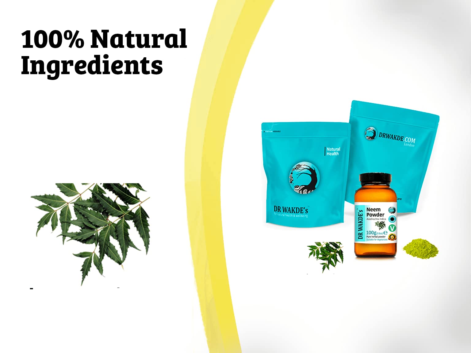 DR WAKDE'S Pure Neem Powder (Azadirachta Indica) - 100g (3.5oz) | Organic Raw Dried Neem Leaf Powder | Natural Aroma & Freshness | Fine Ground Vegan Superfood | Premium Grade Unprocessed | For Skin Care, Hair Treatment & Natural Remedies