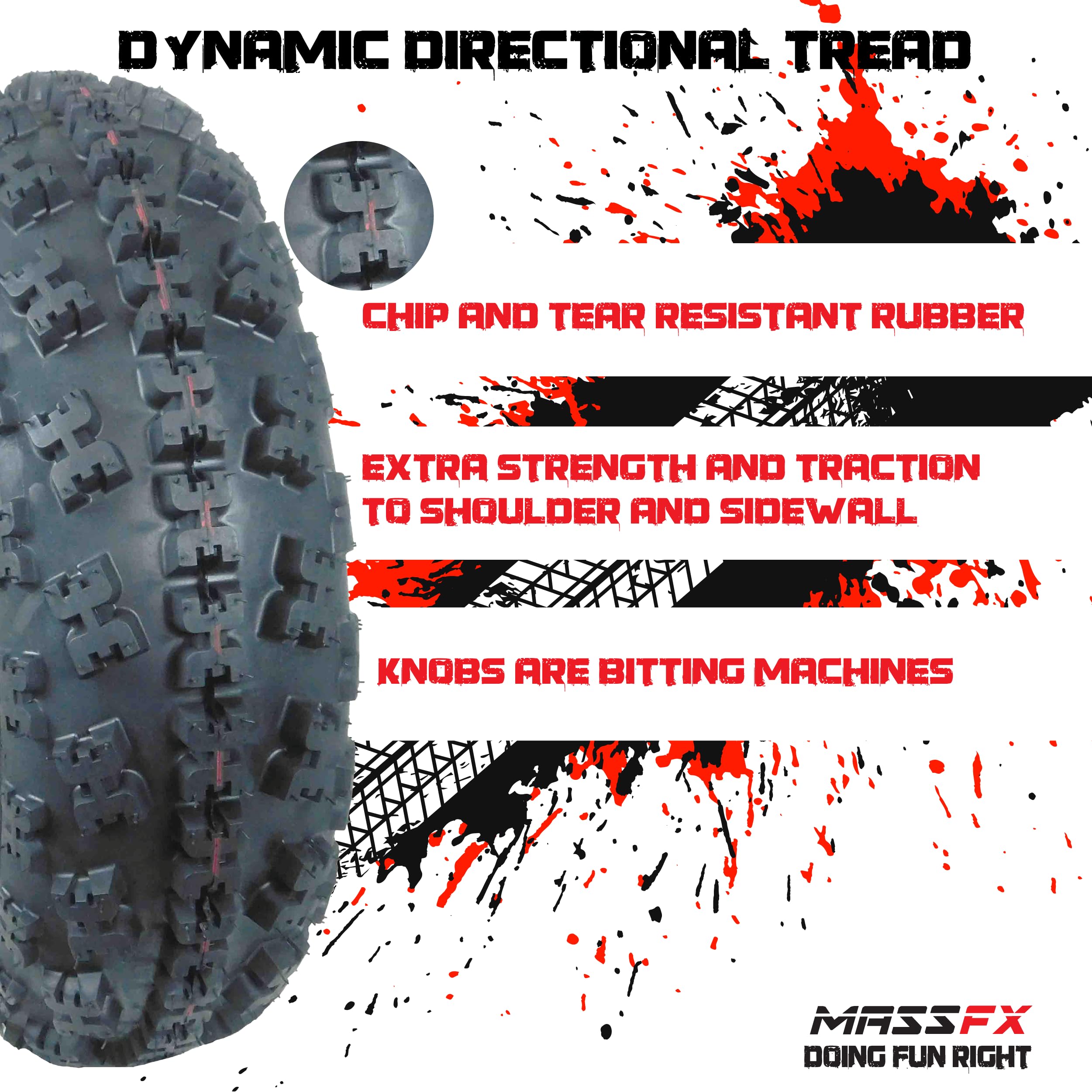 MASSFX SL Off-Road 26x9-14 Front & 26x11-14 Rear ATV/UTV Tires 6-Ply - Heavy Duty All-Terrain Tires for Side by Sides (SxS) - Perfect for Mud, Sand & Trail Riding - Set of 4 (2 Front & 2 Rear)