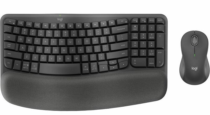 Logitech MK670 Wireless Wave Keyboard and Mouse Combo - Ergonomic Design for Comfortable Typing, Long Battery Life - Perfect for Home Office, Gaming & Productivity
