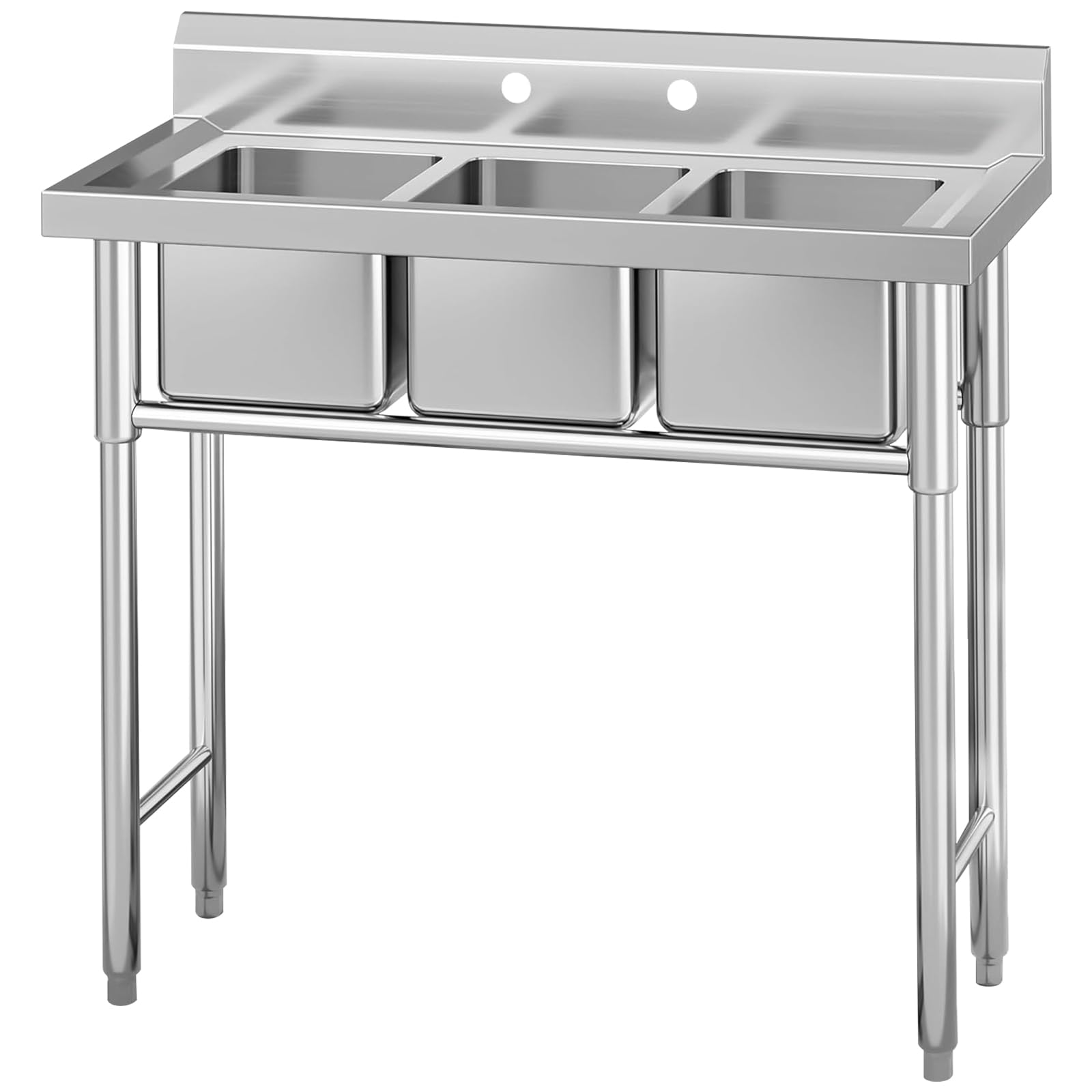 GARVEE 3-Compartment Stainless Steel Commercial Kitchen Sink - Heavy Duty Utility Prep Sink for Restaurants, Laundry, Garage & Workshop (39.3