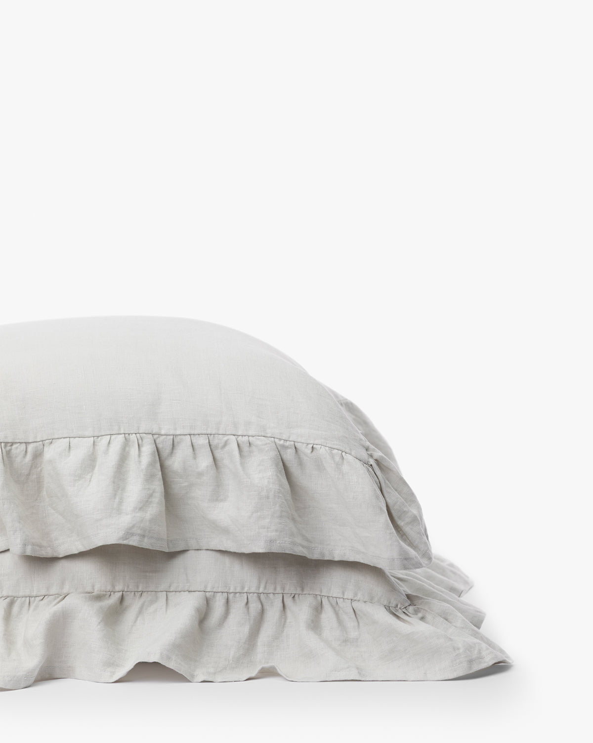 Premium Ruffle Linen Shams Set of 2 - 100% Natural European Flax Bedding Pillowcases for Master Bedroom & Guest Room Decor