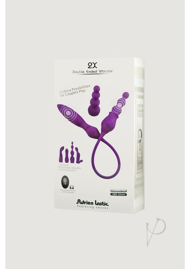 2X Rechargeable Silicone Double Vibrator with Remote Control - Purple | Waterproof Adult Toy for Couples & Solo Play | Bedroom Accessories for Enhanced Intimacy