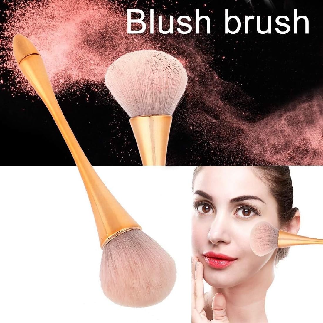 Oval Makeup Brush for Blending Foundation & Powder - Soft Golden Nail Tools (2-Pack) - Perfect for Professional Makeup & Dust Removal