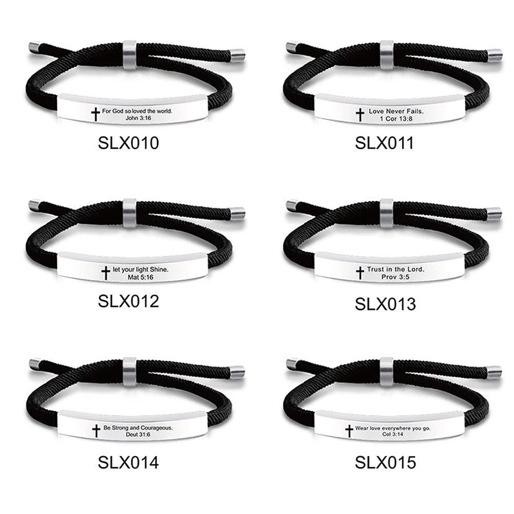 ZKXXJ Adjustable Bible Verse Bracelet - Stainless Steel Faith Jewelry for Baptism & Communion Gifts