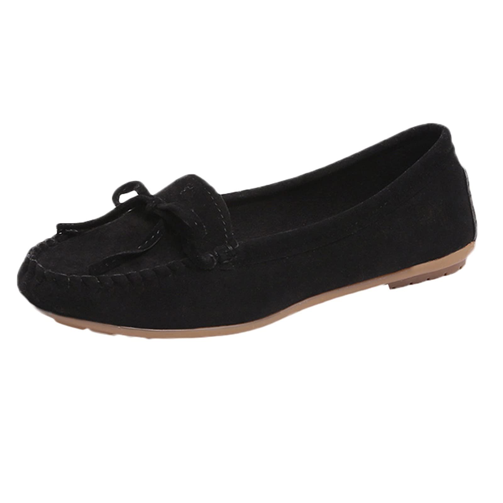 MOLayys Women's Slip-On Suede Flat Shoes - Comfortable Casual Round Toe Loafers for Women - Perfect for Work, Travel & Everyday Wear