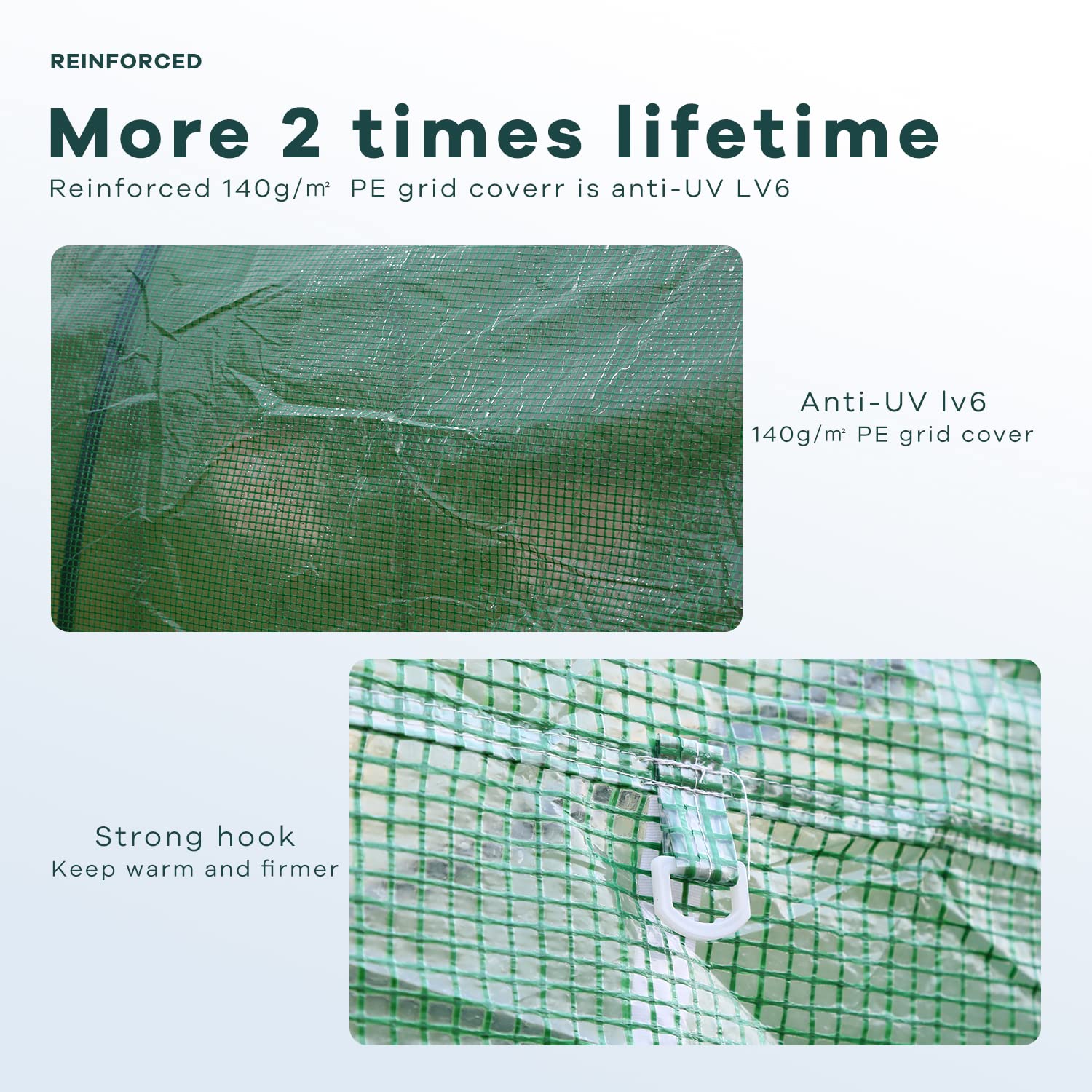HCY 20' x 10' x 7' Heavy Duty Walk-in Greenhouse Kit - Portable Gardening Tent with Zipper Mesh Doors & Roll-up Windows - Perfect for Outdoor Plant Growing, Seed Starting & Backyard Gardening