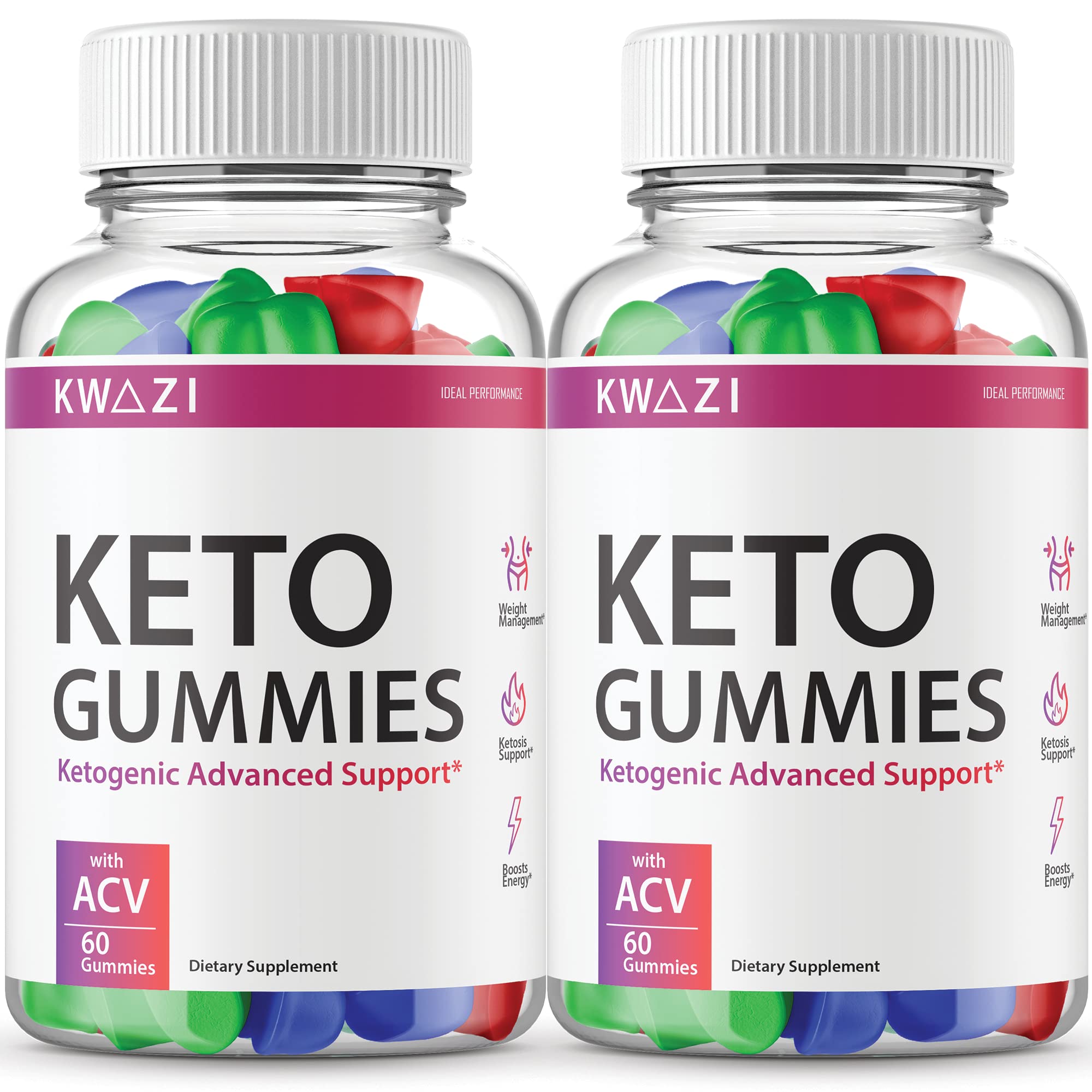 IDEAL PERFORMANCE (2 Pack) Kwazii Keto Gummies - 120 Count Sugar-Free Ketogenic Supplement for Weight Loss & Energy Boost - Perfect for Low-Carb Diet & On-the-Go Snacking