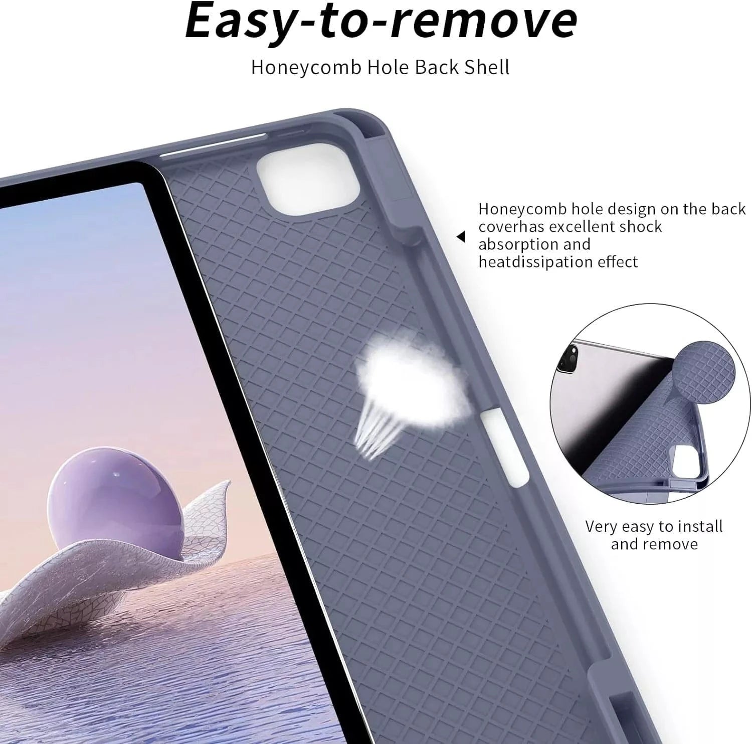Shockproof TPU Case for iPad Pro 12.9 5th Generation (2021 Model) with Apple Pencil Slot - Durable Protective Cover for Work, Travel & School - Grey