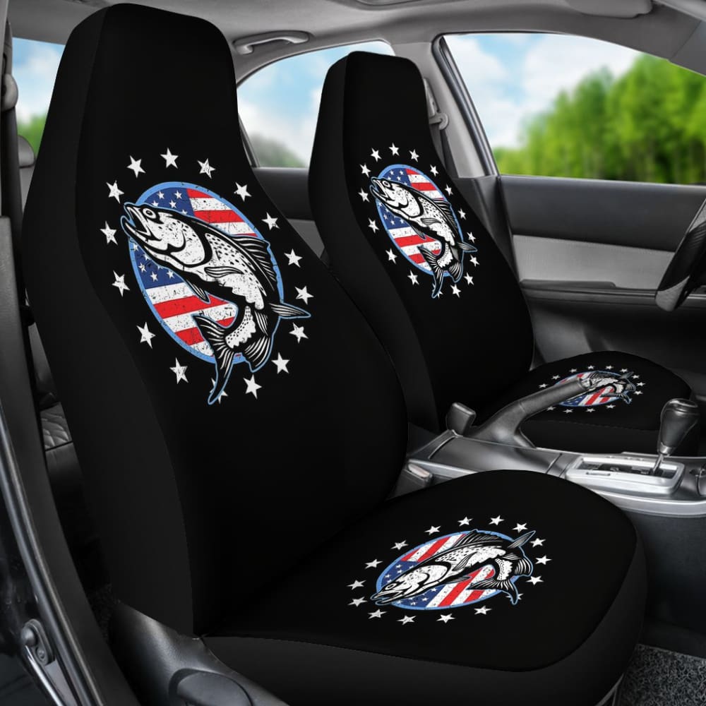 Premium Trout Fish Design Car Seat Covers for Fishing Enthusiasts - Waterproof & Durable Protection for Trucks, SUVs, and Outdoor Adventures