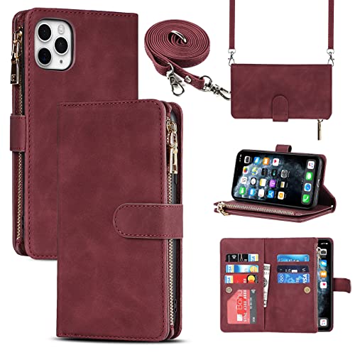 9 Card Slots Lanyard Burgundy