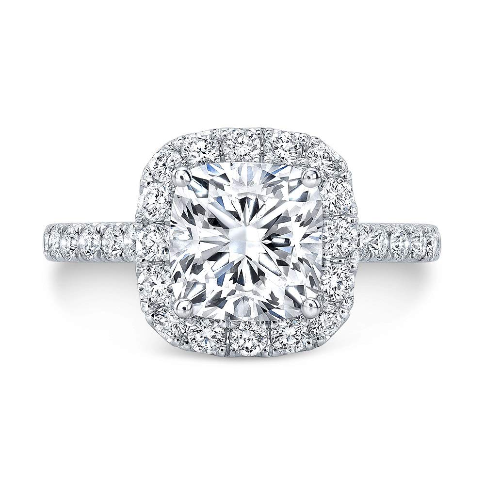1.25ct Moissanite Halo Engagement Ring for Women - 10K White Gold Cushion Cut Wedding Band, Anniversary Gift - Perfect for Proposals & Special Occasions