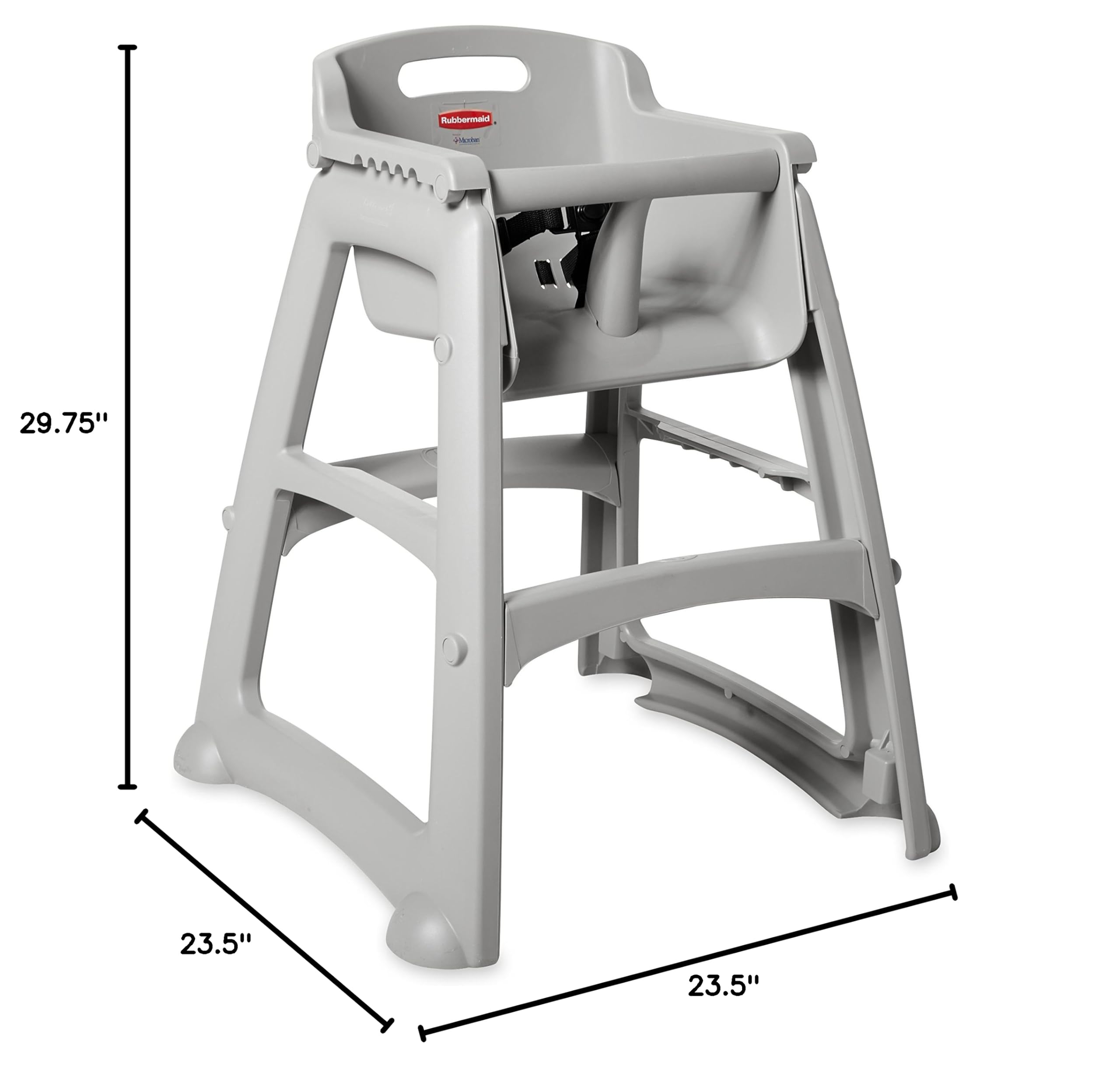 Rubbermaid Commercial Unassembled Platinum High Chair for Babies & Toddlers - Sturdy, Space-Saving Design Fits Under Tables | Perfect for Home, Restaurant & Daycare Use