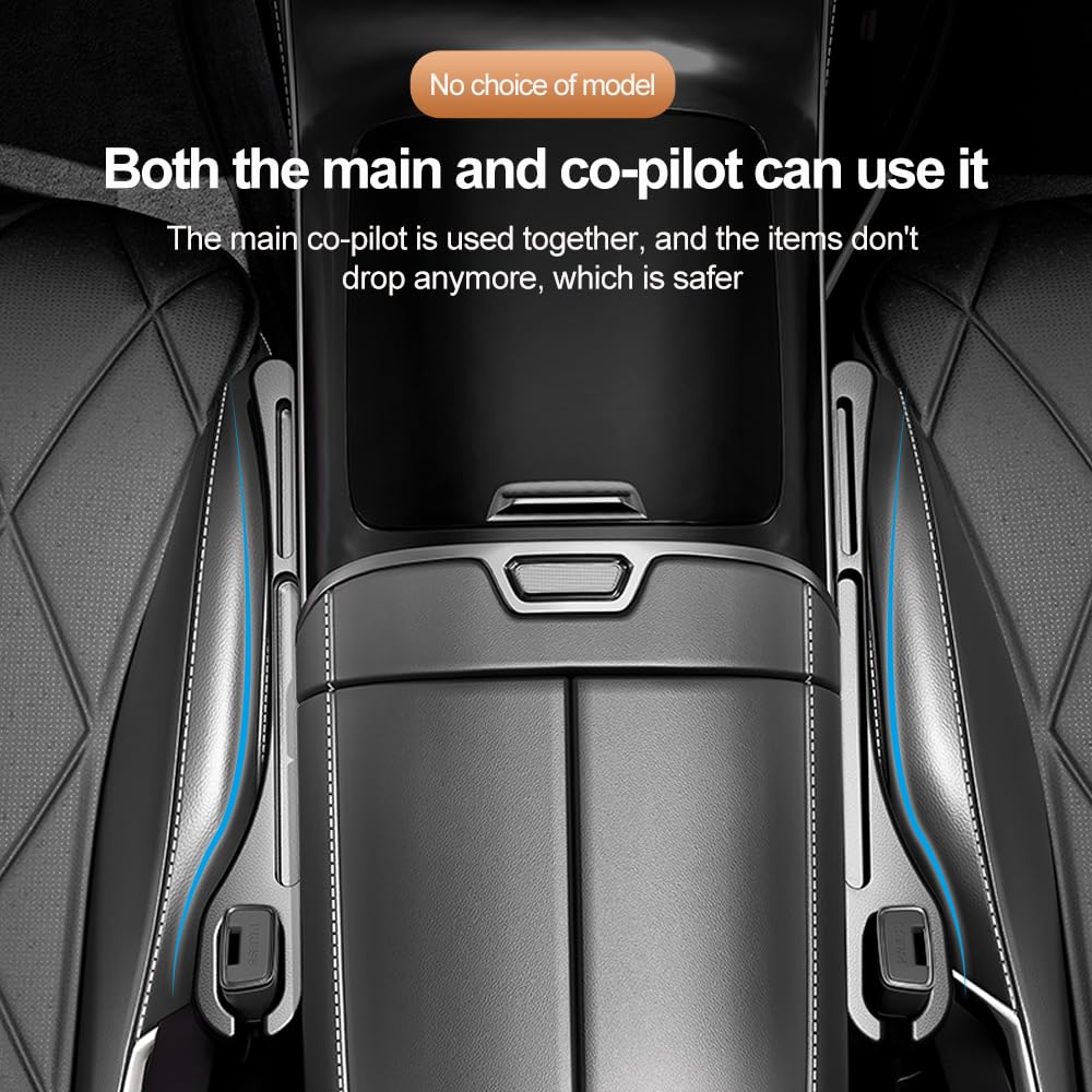 2PCS Car Seat Gap Filler with Phone Holder - Universal Car Organizer for Preventing Items Falling (Black) - Perfect for Road Trips & Daily Commute