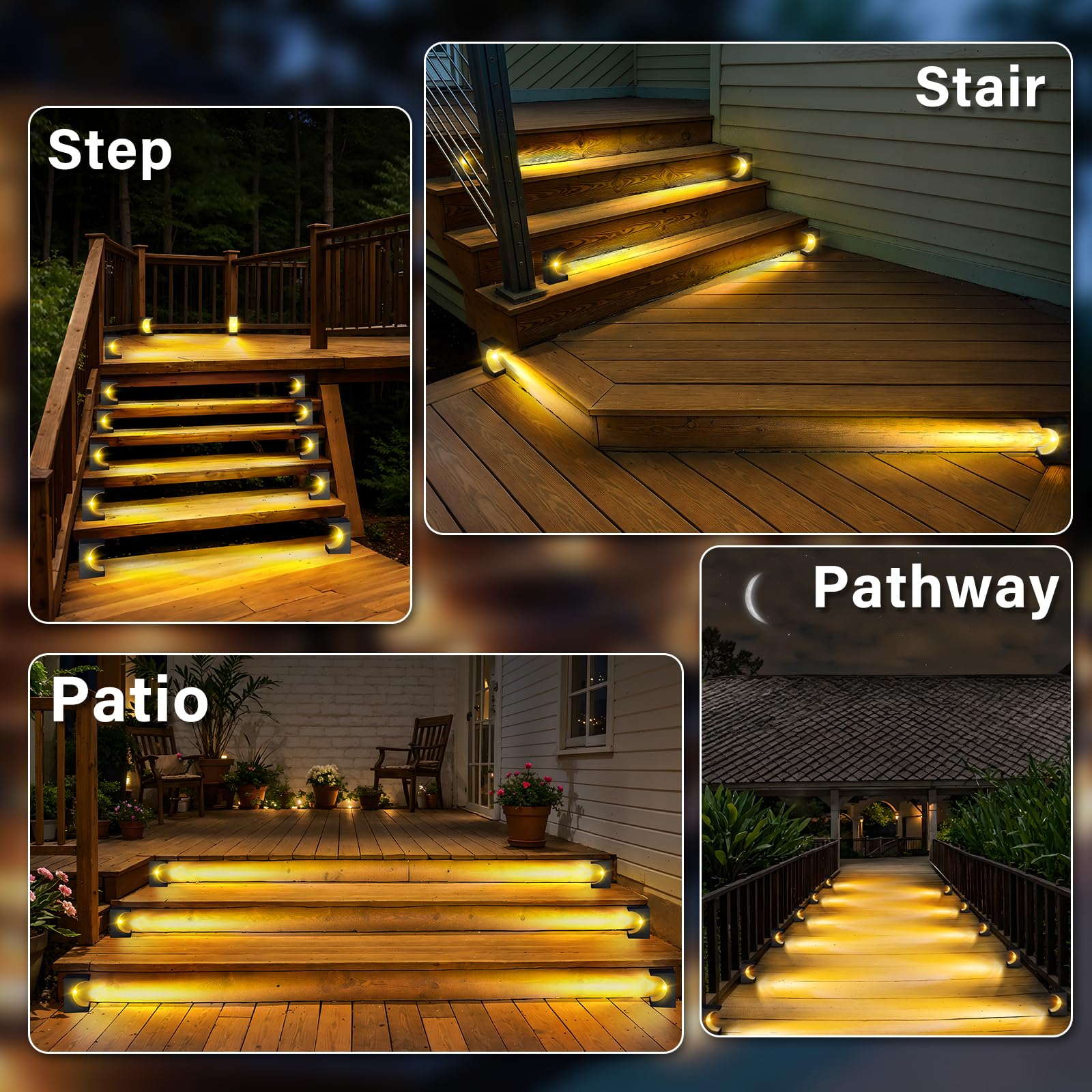 6 Pack Solar Step Lights for Outdoor Stairs - Waterproof Solar Deck Lights for Garden, Backyard, and Landscape - Warm White LED Lighting - Perfect for Pathways, Patios, and Driveway Safety