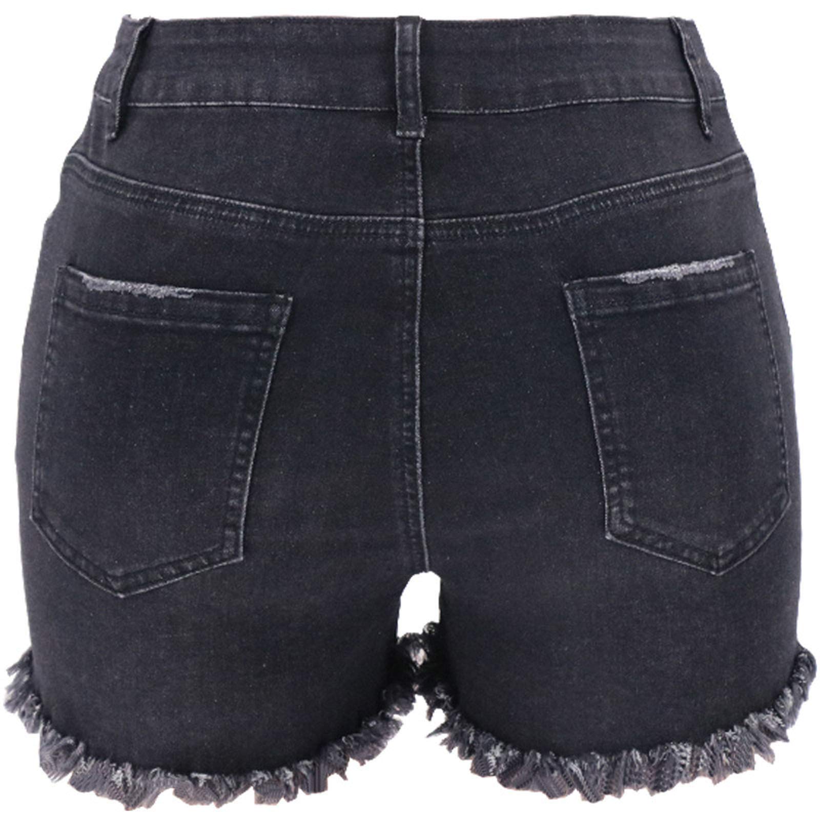 Women's High Waist Distressed Denim Shorts - Skinny Raw Hem Jean Shorts for Summer | Casual Outfit, Beach Wear & Street Style