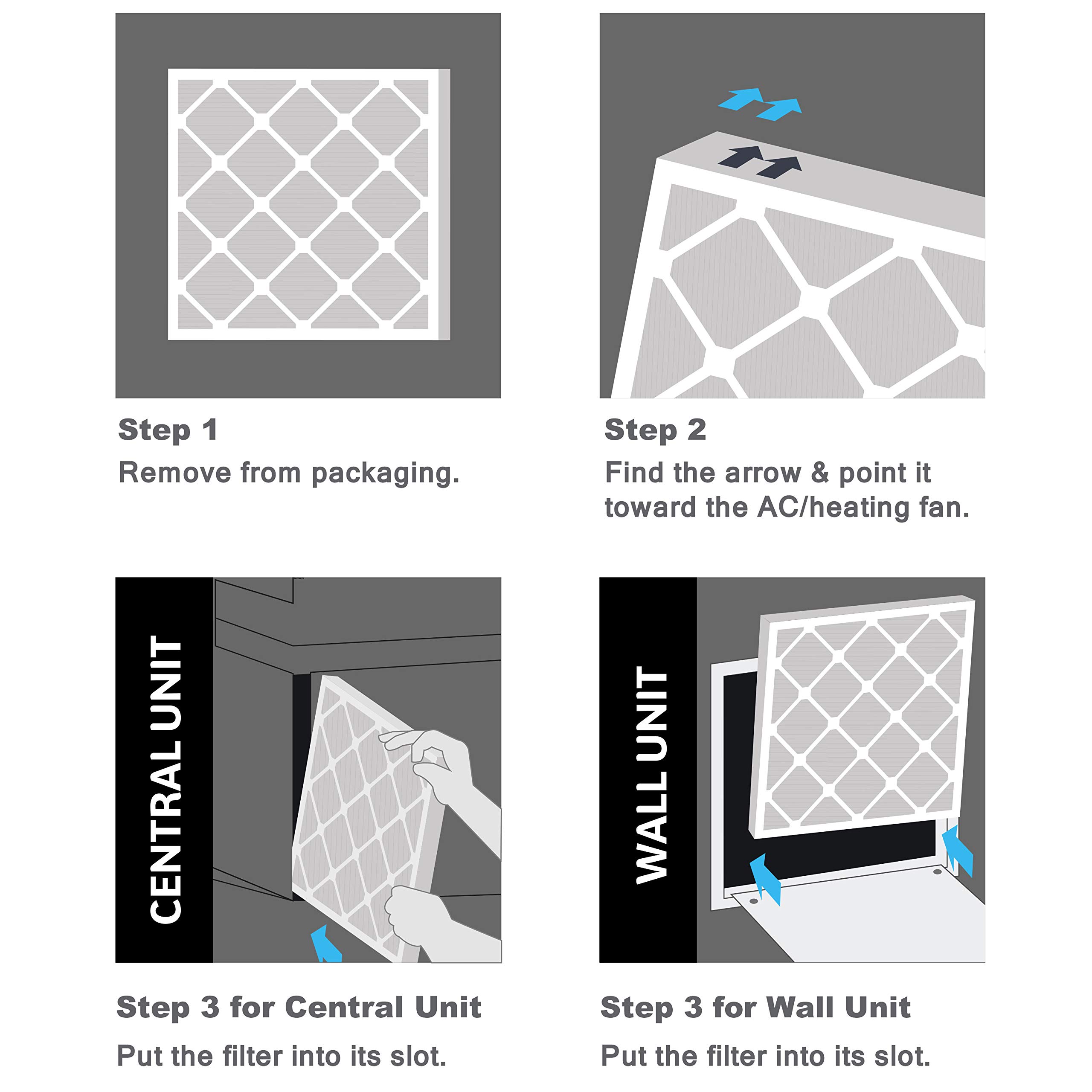 Aerostar 16x28x1 MERV 11 Air Filters - Box of 6 | High Efficiency HVAC Furnace AC Filters for Cleaner Home Air | Perfect for Allergies, Pets & Dust Control in Living Room, Bedroom & Office