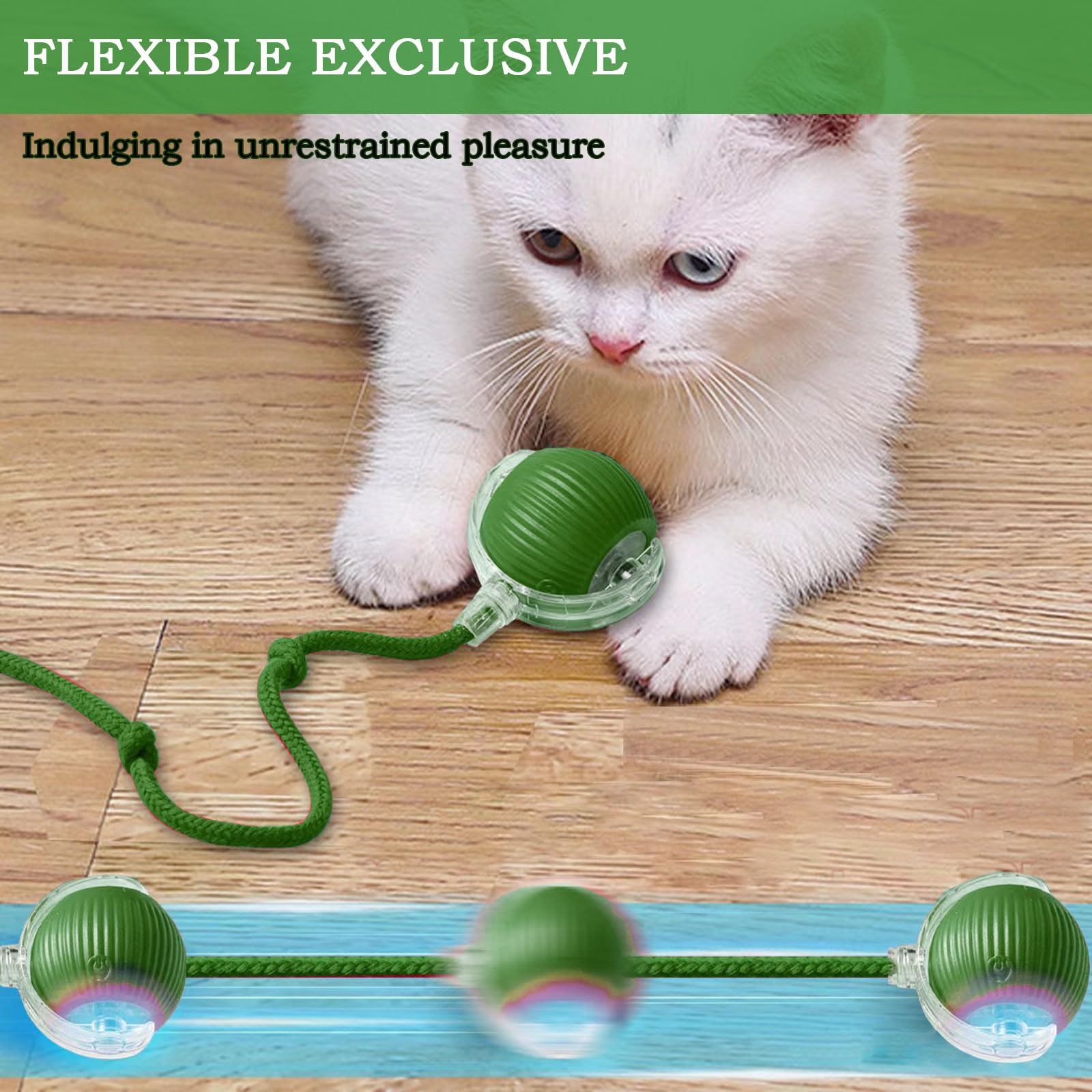 Interactive Cat & Dog Toy - Automatic Rolling Ball with Smart Dodge Technology - Electric Pet Play Ball for Cats & Dogs - Green - Perfect for Indoor Play & Exercise