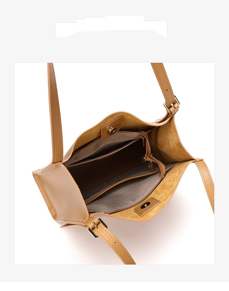Genuine Leather Bucket Bag for Women - Stylish Tote & Shoulder Purse for Daily Use